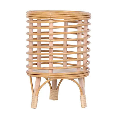 Mid-Century Rattan Planter Stand