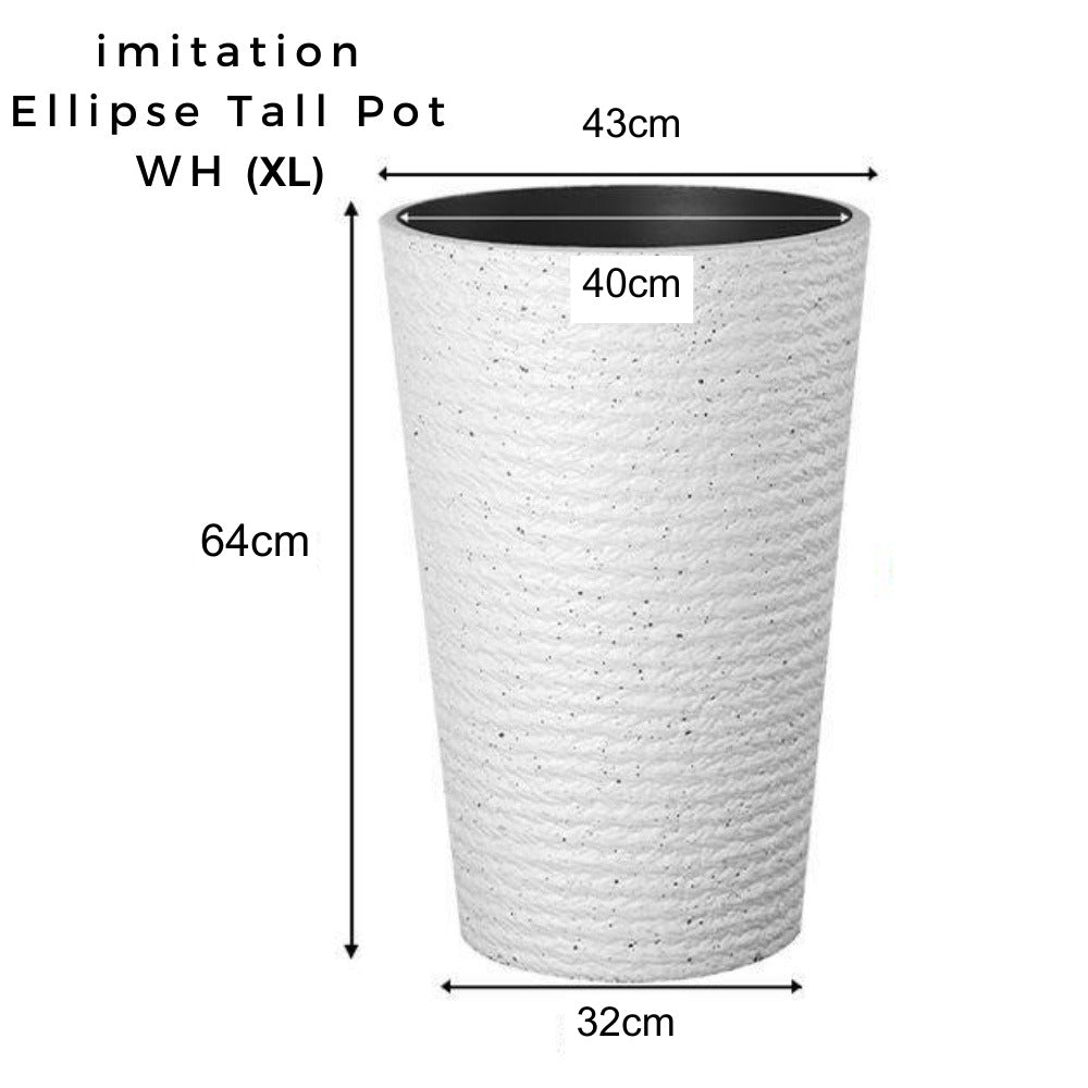 Ellipse Tall Imitation Cement Pot (White)