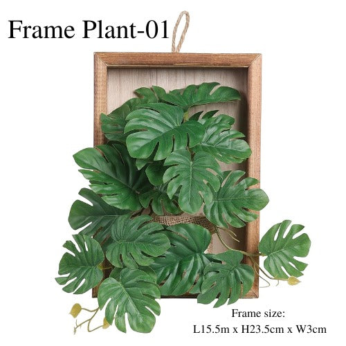 Artificial Monstera Leave Hanging Wooden Frame