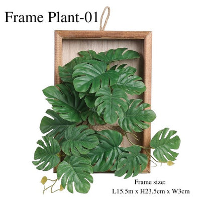 Artificial Monstera Leave Hanging Wooden Frame