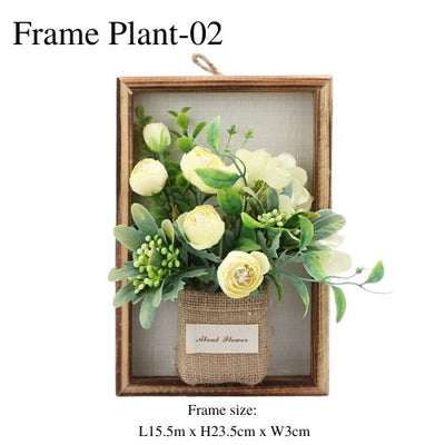 Artificial Yellow Rose Hanging Wooden Frame