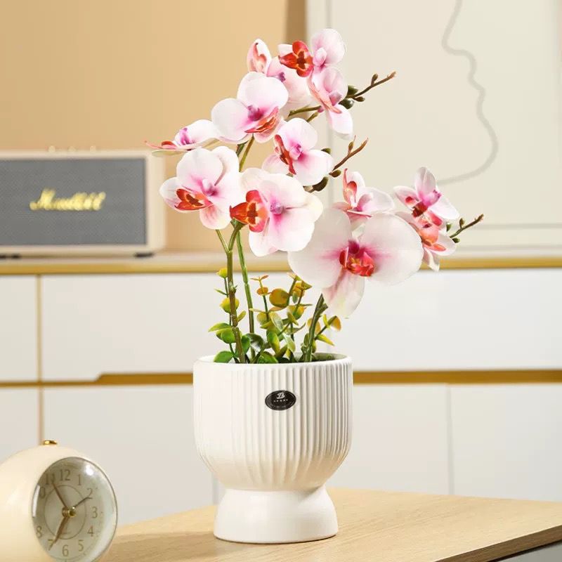 Artificial Pink Orchid in Roman Art Ceramic Pot (40cm)