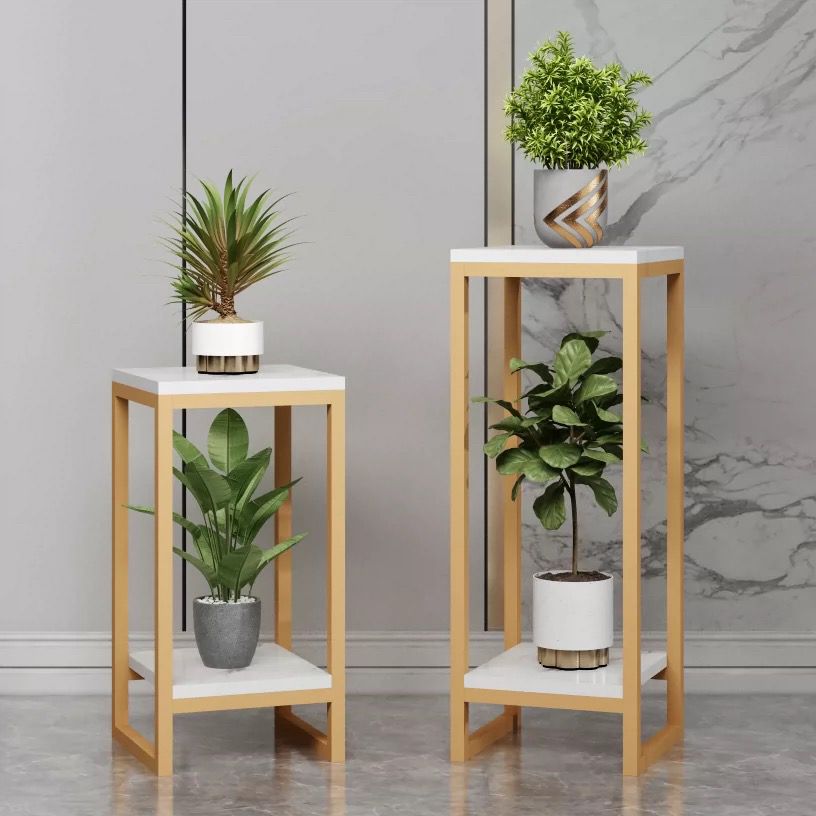 2 tier square plant rack Gold