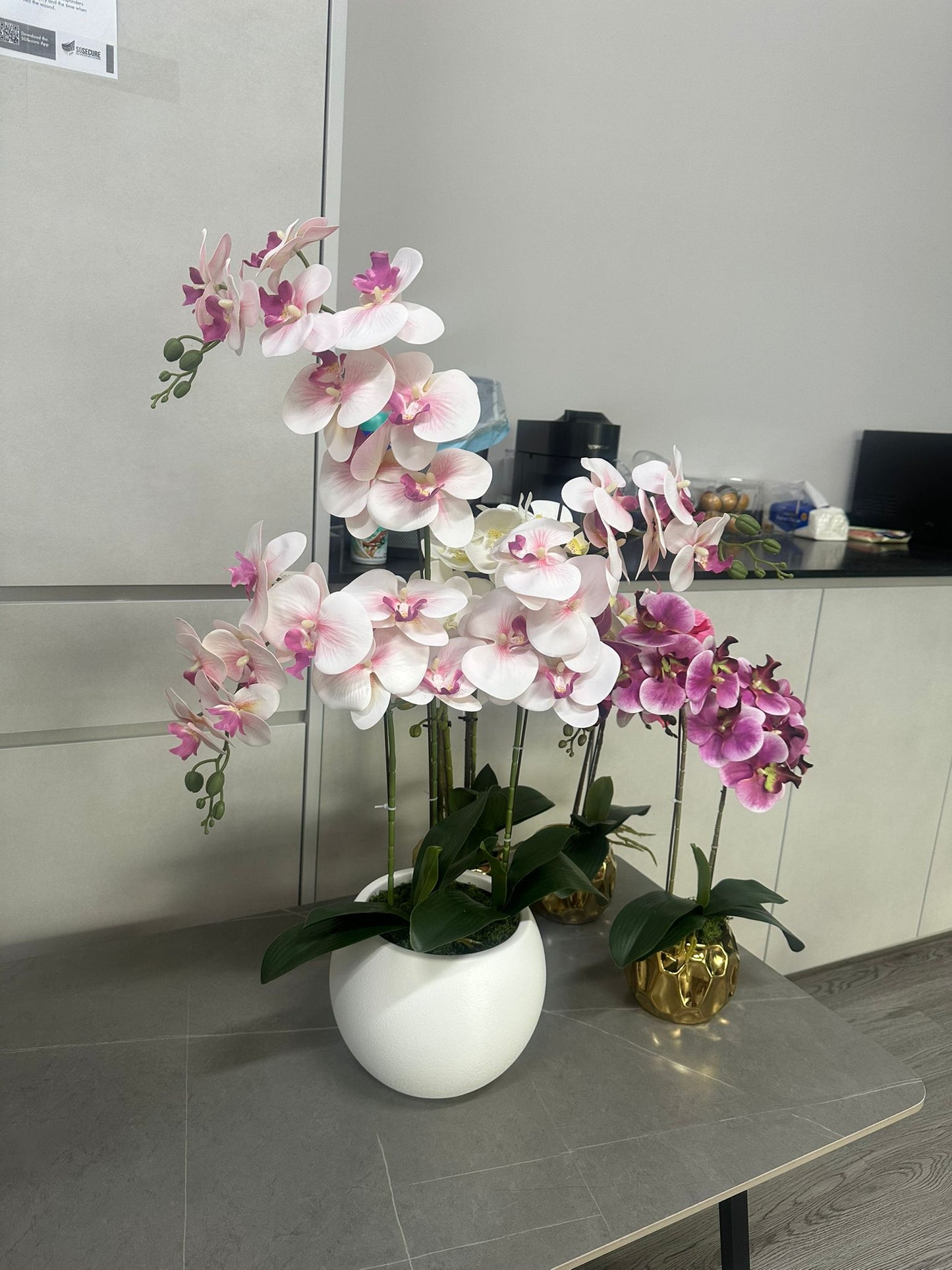 Artificial Pink Orchid in Elegant Resin Pot (80cm)