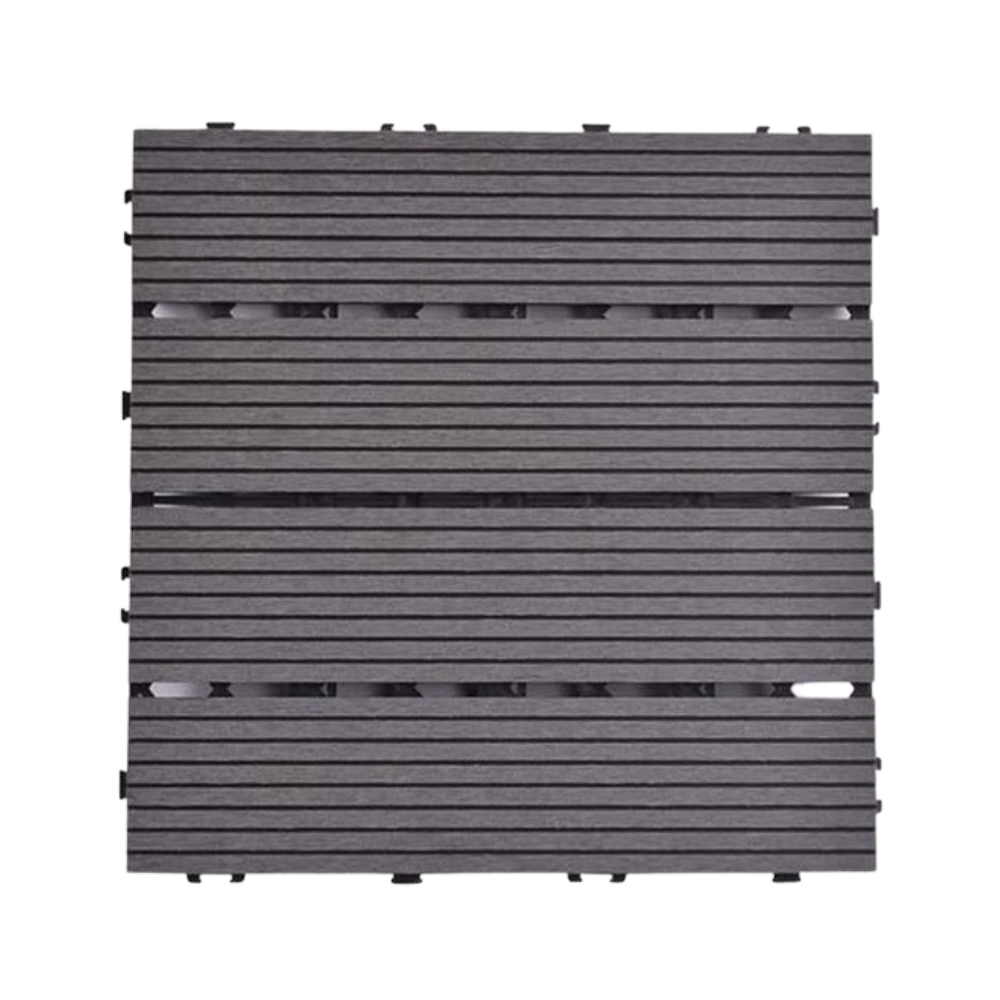 Wooden Plastic Interlocking Decking Tiles (Design 2 Black)