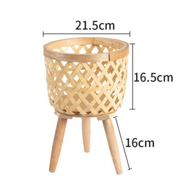 Three Legged Weave Bamboo Basket