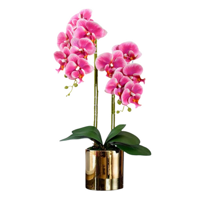 Artificial Orchid in Pot - Glossy Gold (60cm)