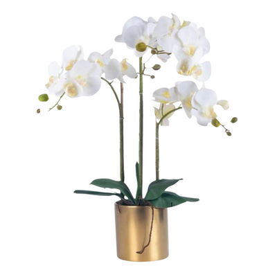 Artificial Orchid in Pot - Glossy Gold (68cm)