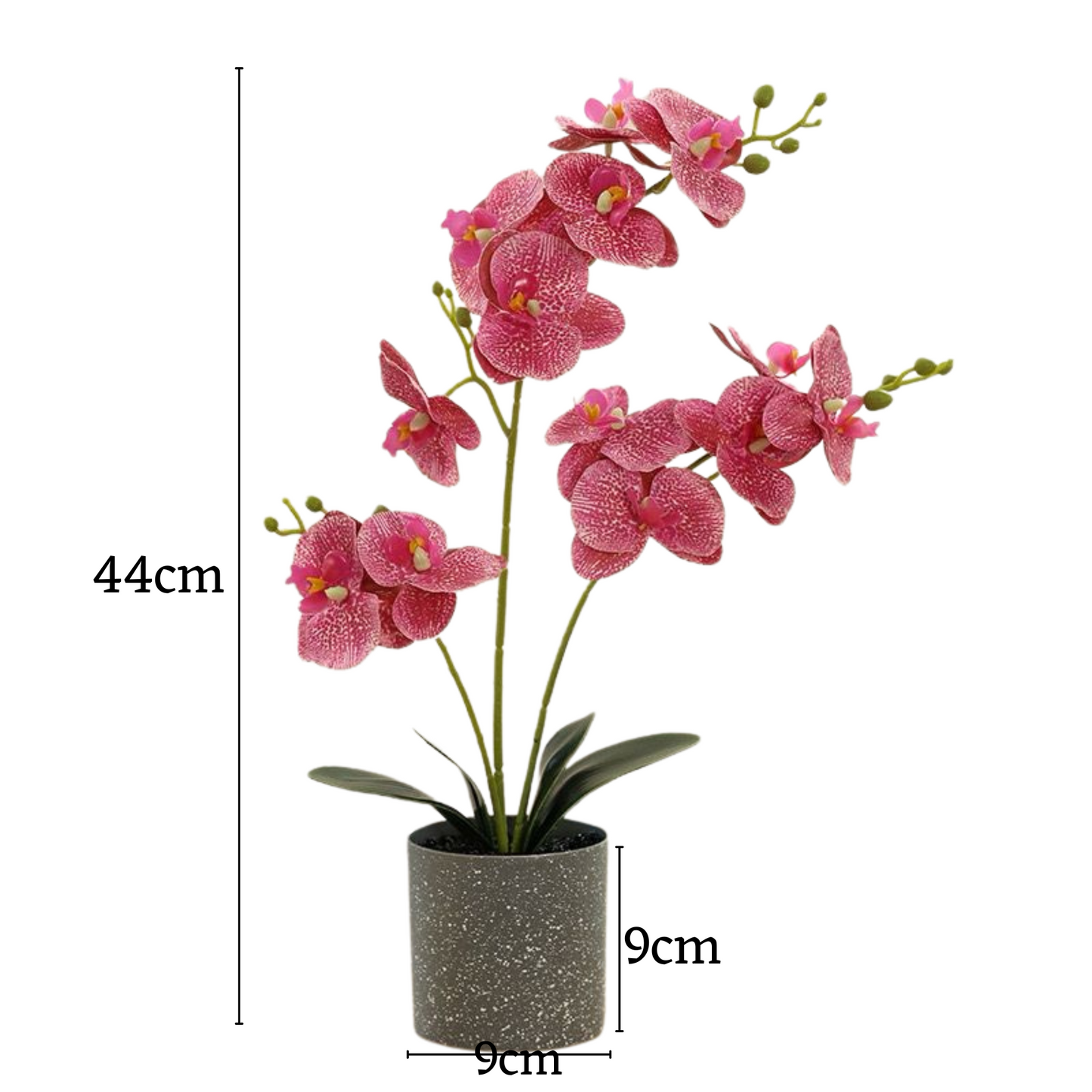 Artificial Orchid in Pot - Grey Stone (44cm)