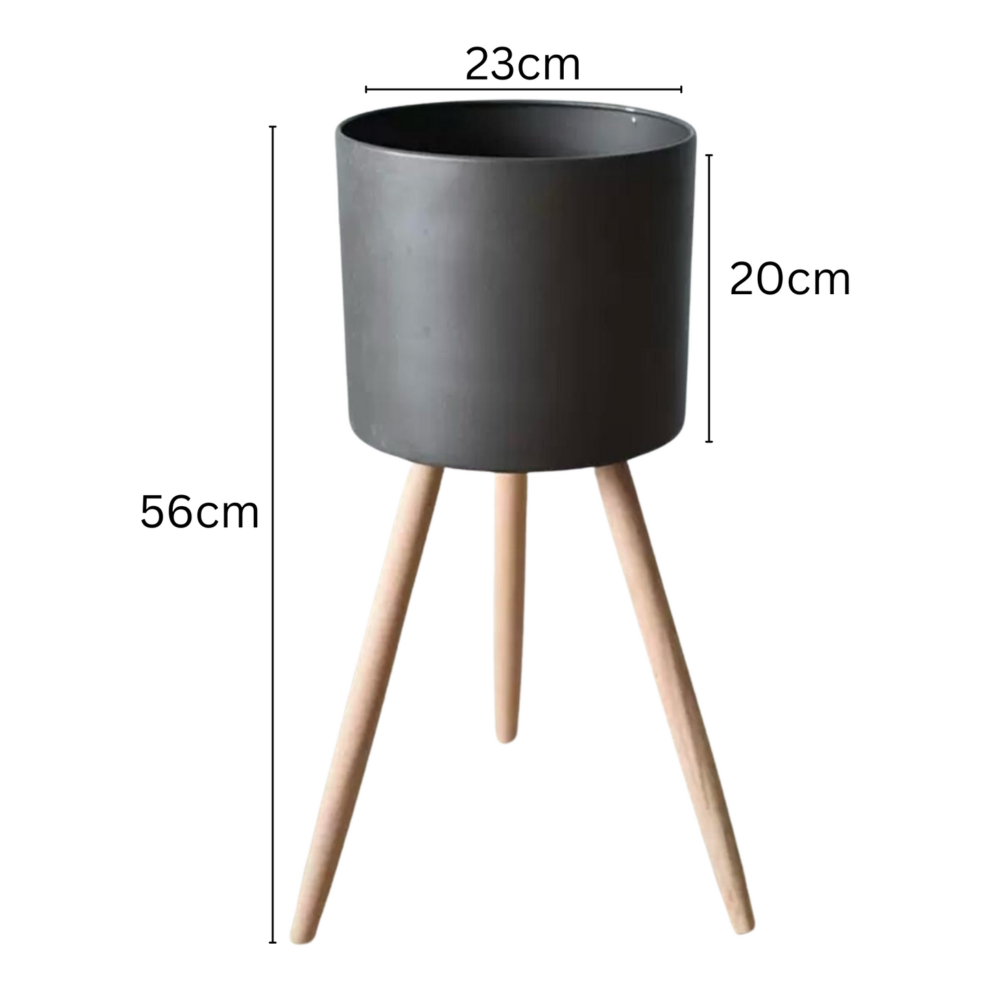 Metal Pot with Wooden Stand (Dark)