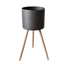 Metal Pot with Wooden Stand (Dark)