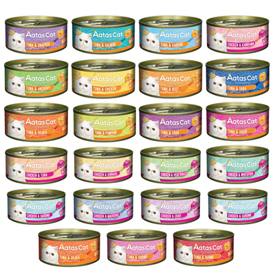 Aatas Cat Wet Canned Food Creamy Chicken & Tantalizing Tuna 80g (Bundle of 24)