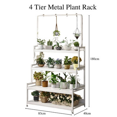 4-Tier Plant Rack White 180cm Height