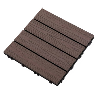 Wooden Plastic Interlocking Decking Tiles (Design 1 Coffee)