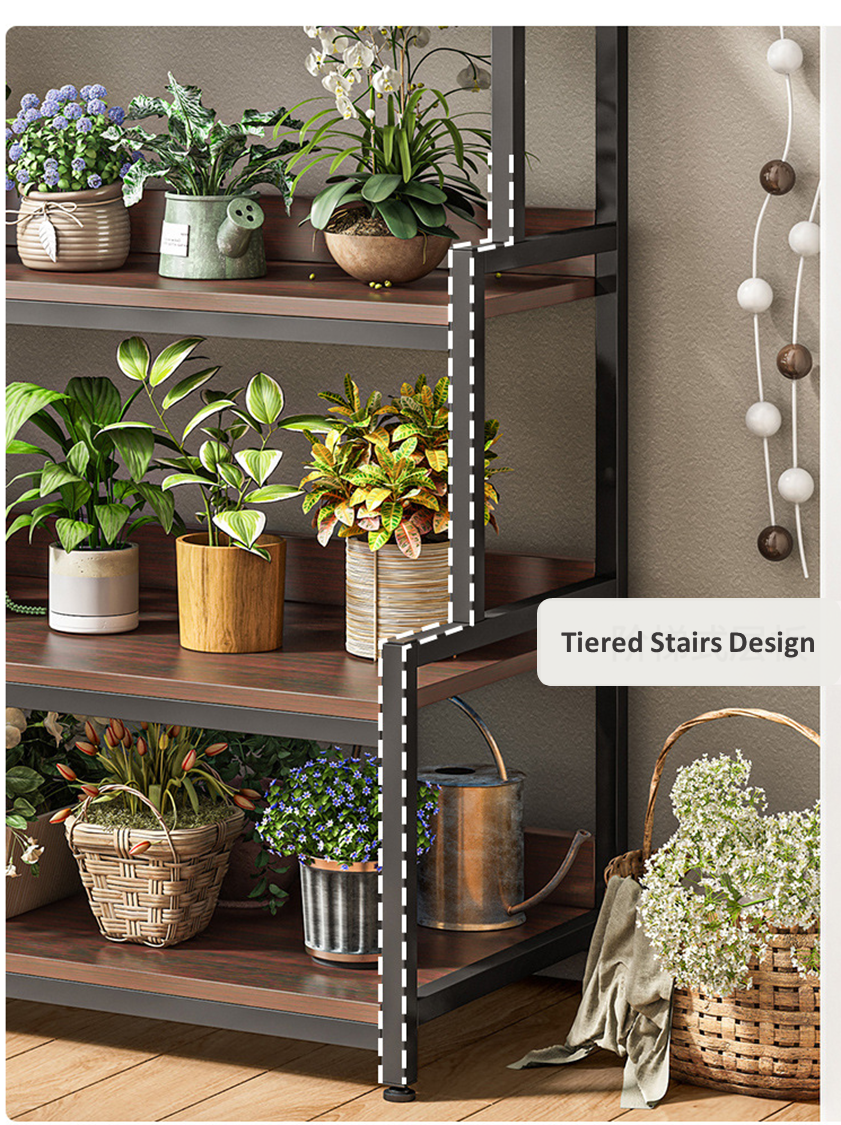 4-Tier Plant Rack Brown 180cm Height