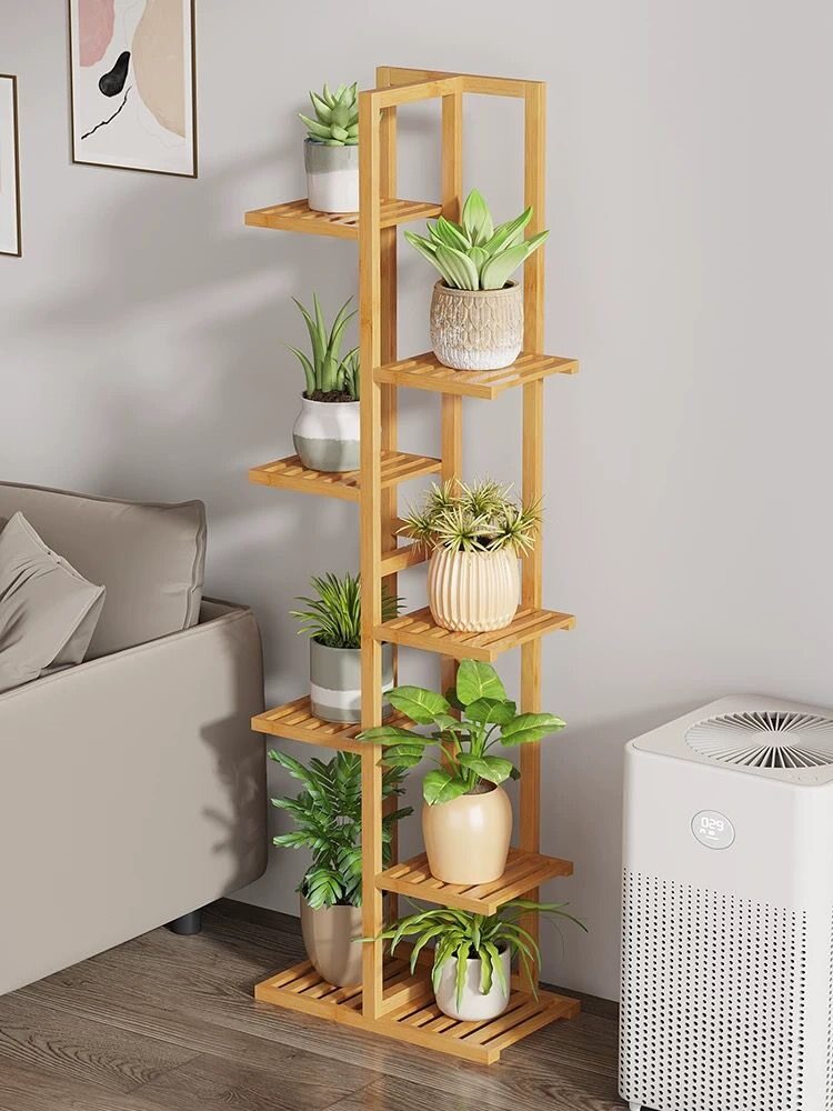 Brown Bamboo Plant Rack 142cm