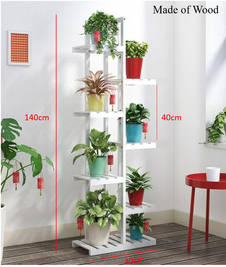 White Wooden Plant Rack 140cm tall