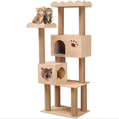 Wood and Sisal Cat Condo (158cm)