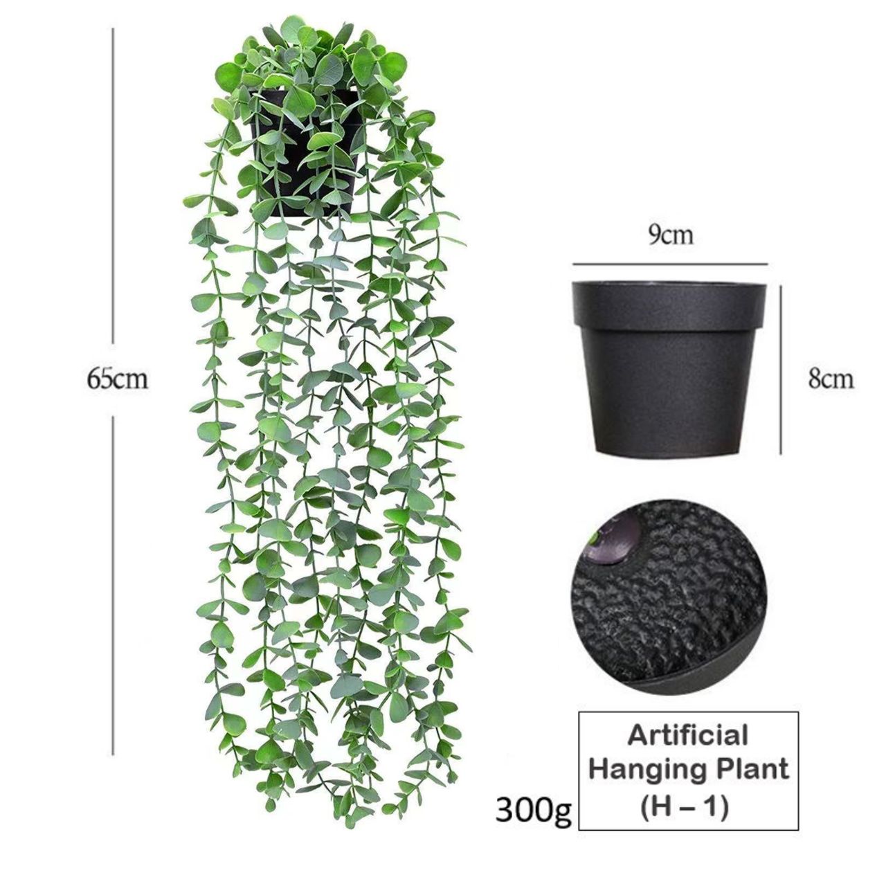 Artificial Hanging Plants In Black Pot (H-1)