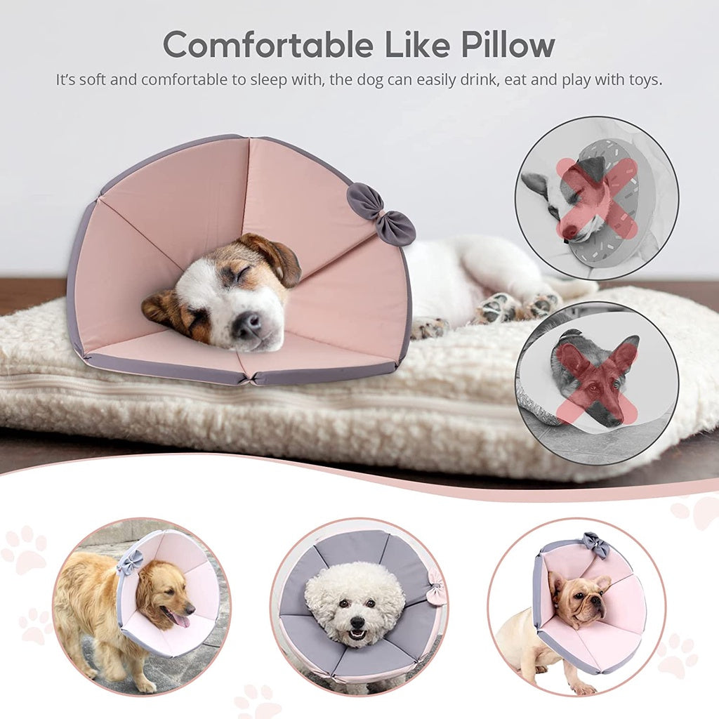 Bow Soft Cushion Pet Collar (Pink Grey)