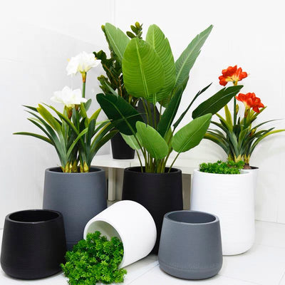 Resin Round Plant Pot (Black)