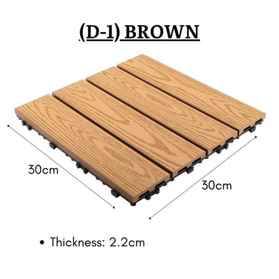 Wooden Plastic Interlocking Decking Tiles (Design 1 Brown)