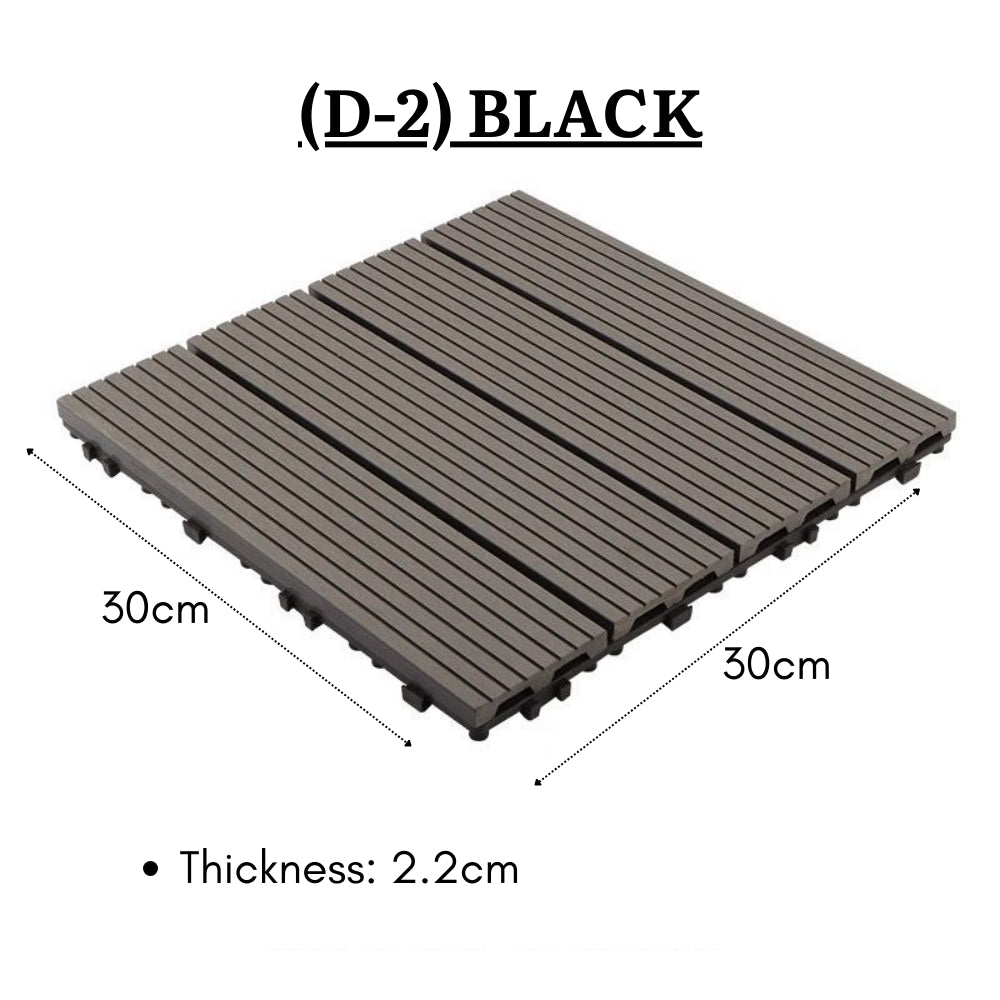 Wooden Plastic Interlocking Decking Tiles (Design 2 Black)