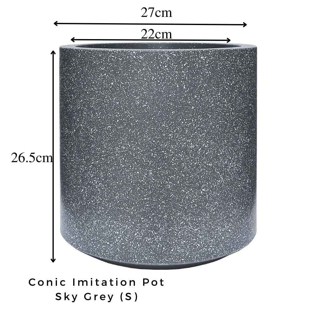 Imitation Round Plant Pot (Speckled Sky Grey)