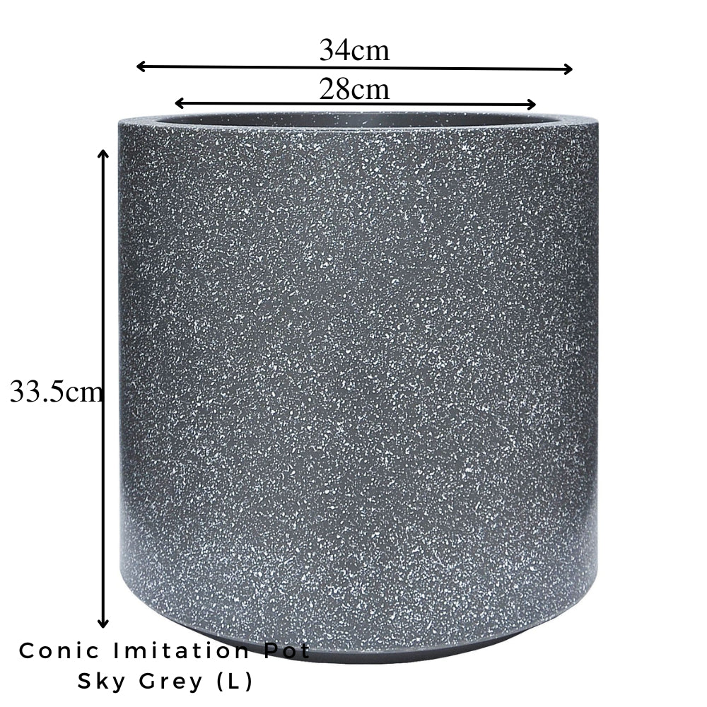 Imitation Round Plant Pot (Speckled Sky Grey)