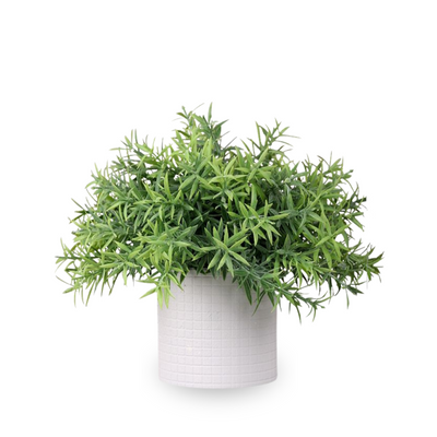 Artificial Small Rosemary Table Plant in White Pulp Pot