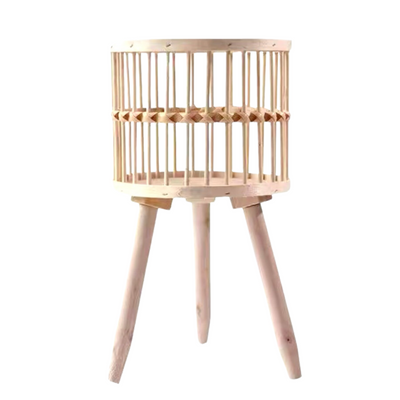 Three Legged Vertical Line Bamboo Basket