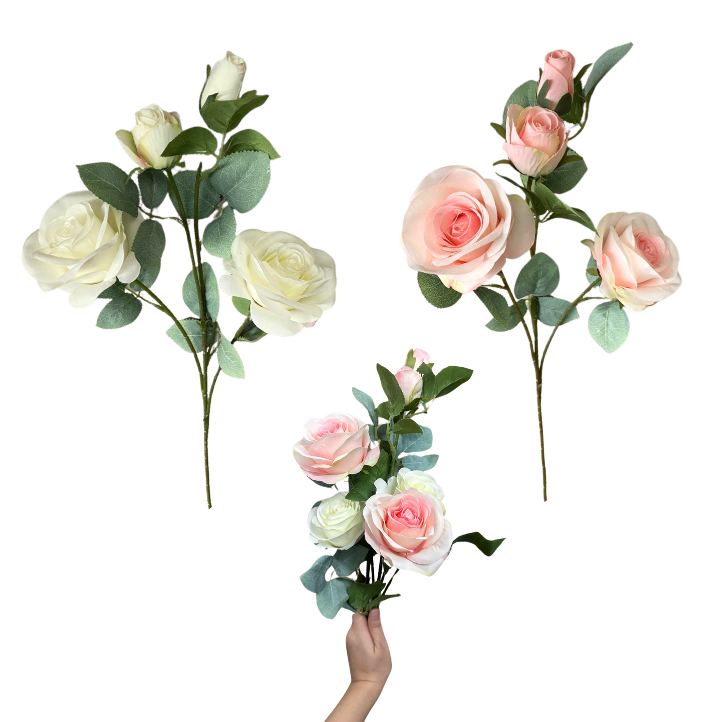 Artificial Rose Flower with Leave (3 stems)