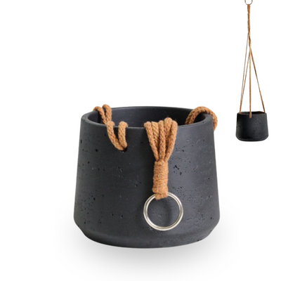 Hanging Cement Pot - Black (60cm)