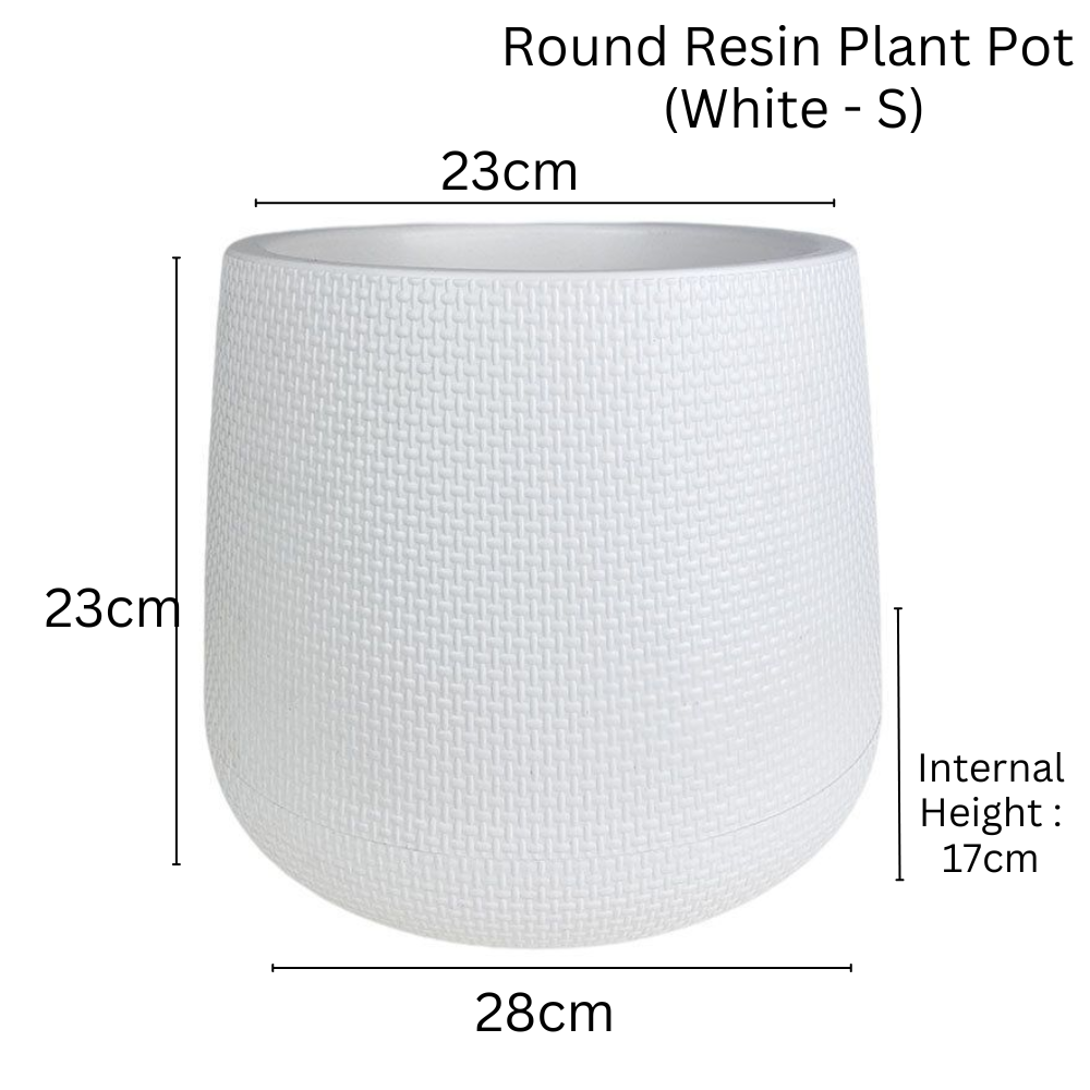 Resin Round Plant Pot (White)