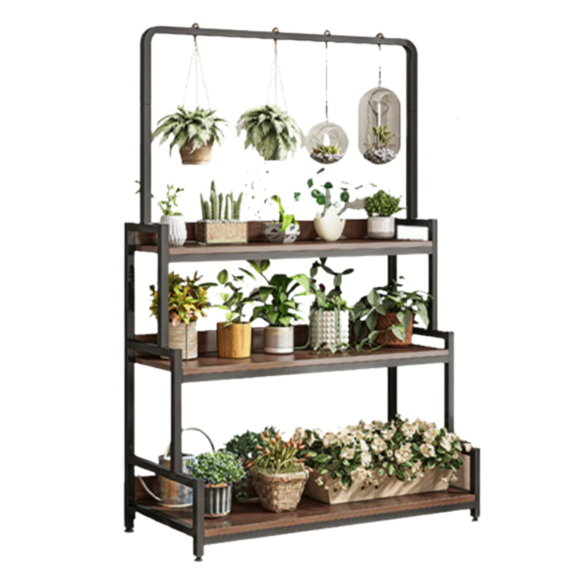 3-Tier Plant Rack Brown 160cm Height