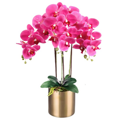 Artificial Orchid in Pot - Glossy Gold (68cm)